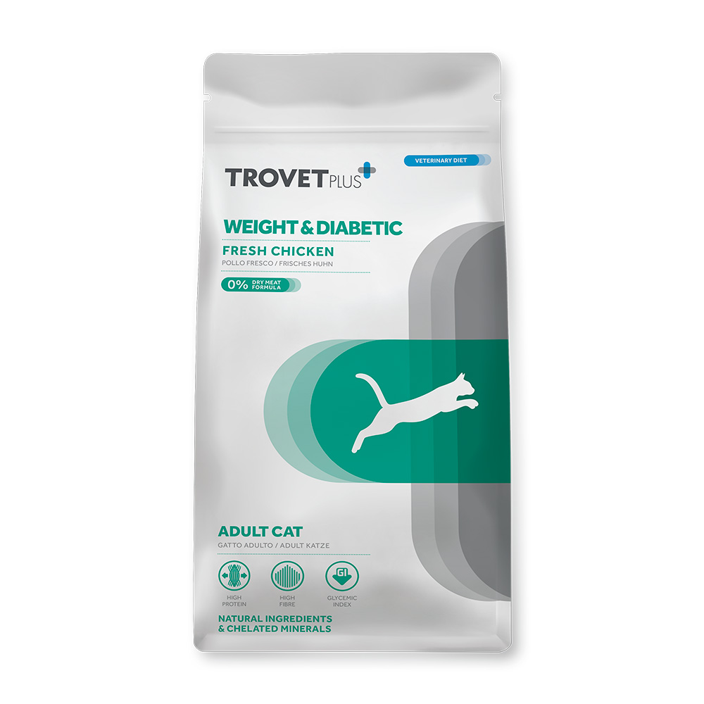 Диетический корм Trovet Plus Adult CAT Weight & Diabetes Fresh Chicken для кошек с избыточным весом/диабетом (свежая курица)