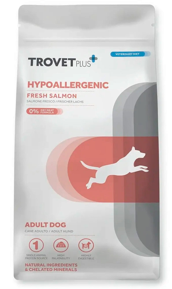Гипоаллергенный корм Trovet Plus Adult Dog Hypoallergenic Fresh Salmon для взрослых собак с пищевой гиперчувствительностью (свежий лосось)