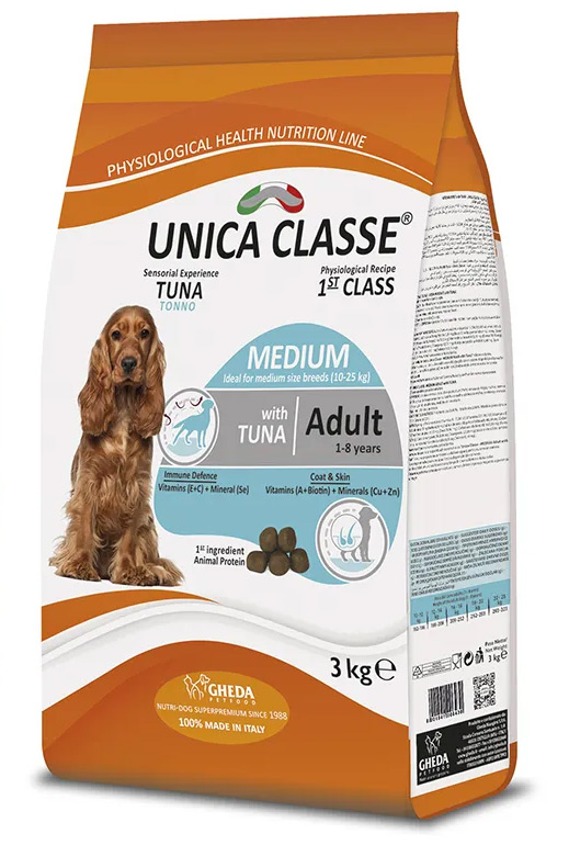 Сухой корм Unica Classe Adult Medium Sensitive для взрослых собак средних пород с чувствительной кожей (Тунец)