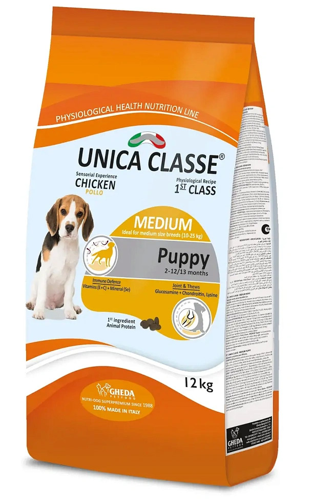 Сухой корм Unica Classe Puppy All Breeds Chicken для щенков средних и крупных пород с 2 до 18 месяцев (Курица)